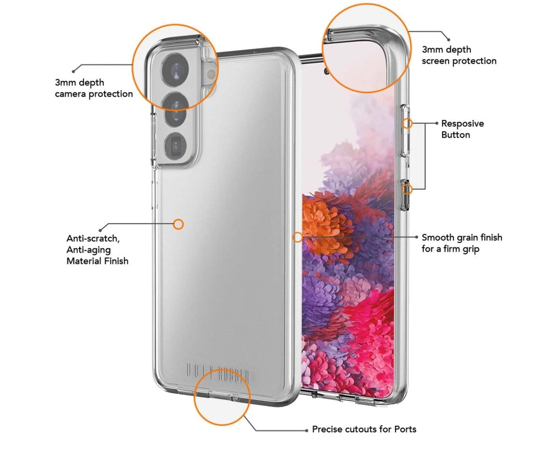 Ugly Rubber Pure Transparent Armor Case for Samsung Galaxy S23 Plus | Case | Ugly Rubber | Frank Mobile