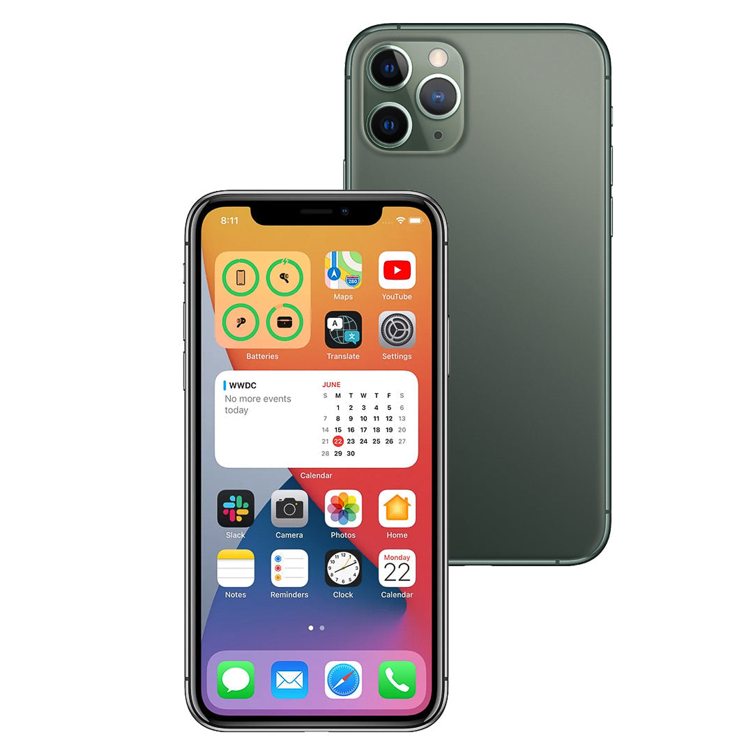 Smartphone displaying app icons on a white background