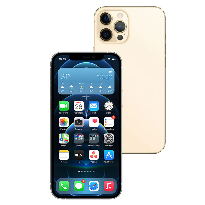 Smartphone with app icons displayed on a white background