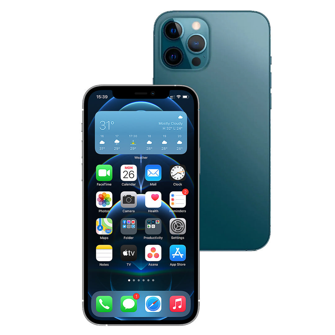 Smartphone with app icons displayed on a white background