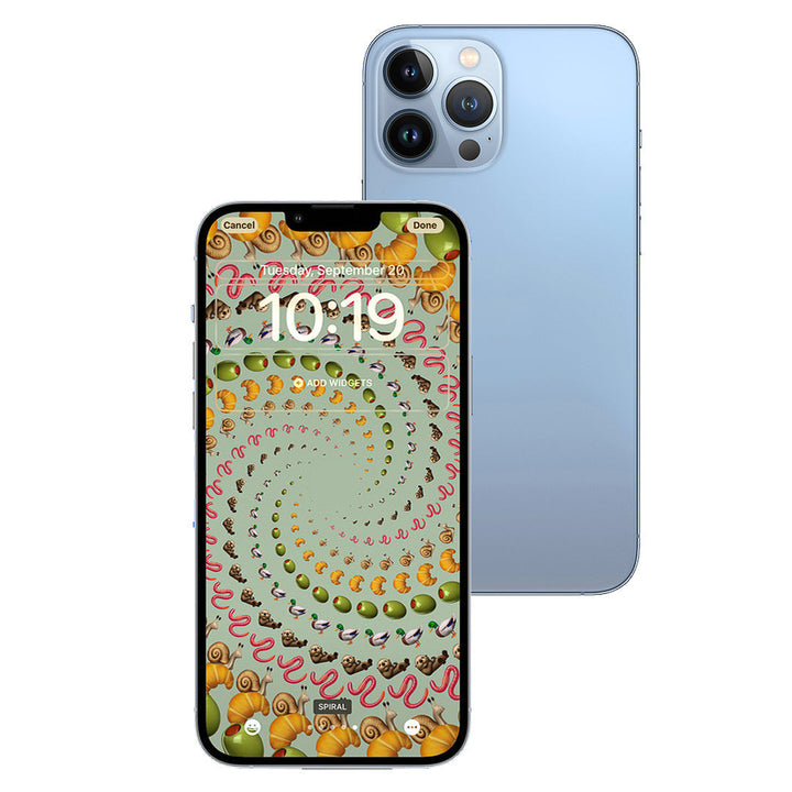 Smartphone with colorful app icons on the screen and a blue back