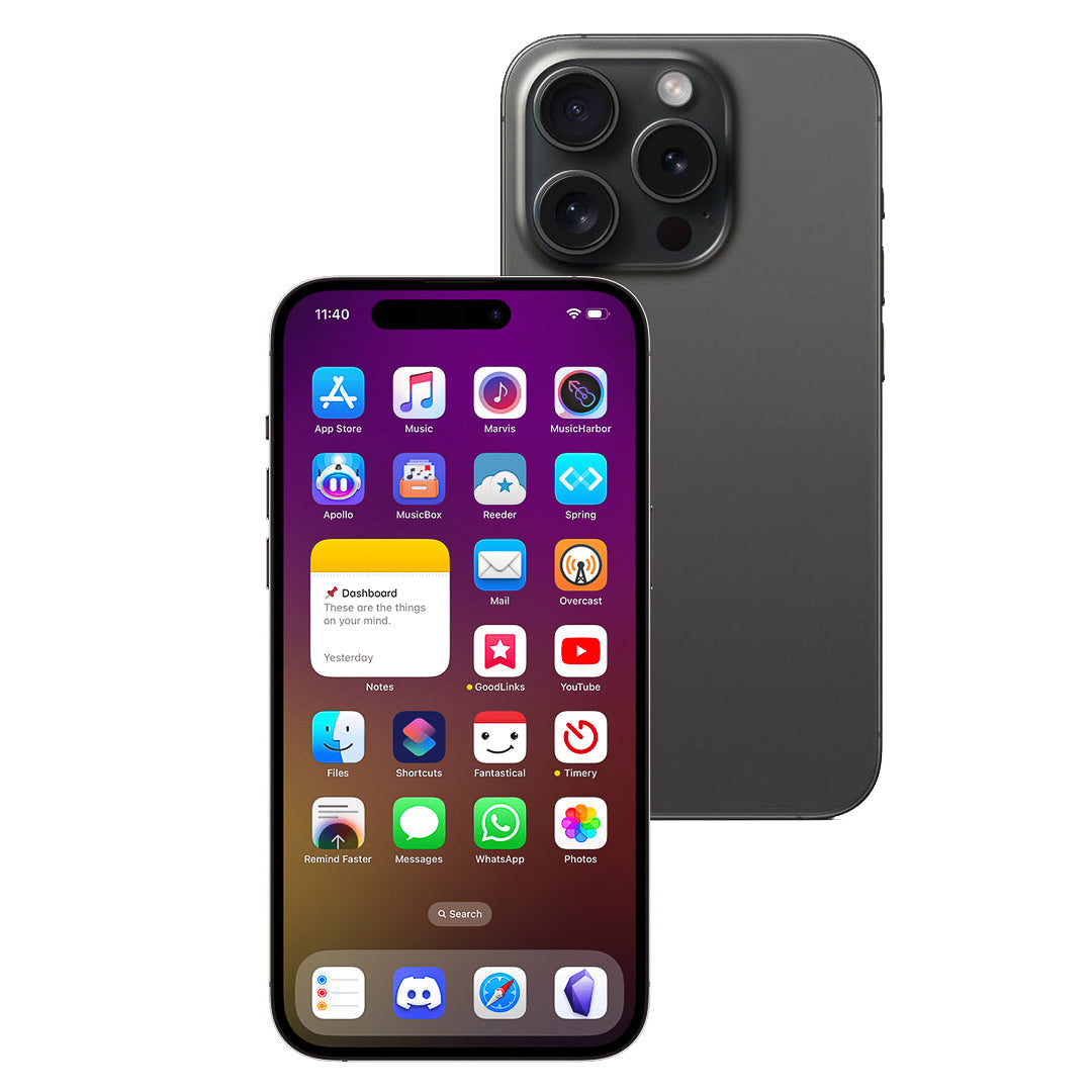 Smartphone displaying app icons on a white background