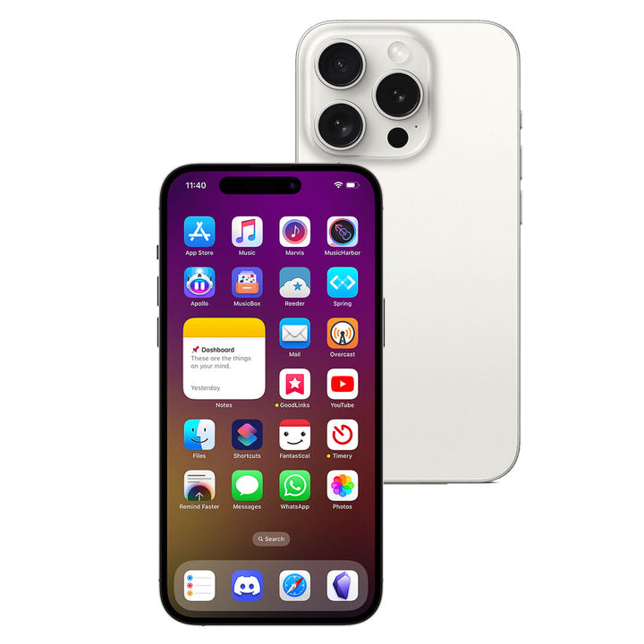 Smartphone displaying app icons on a white background
