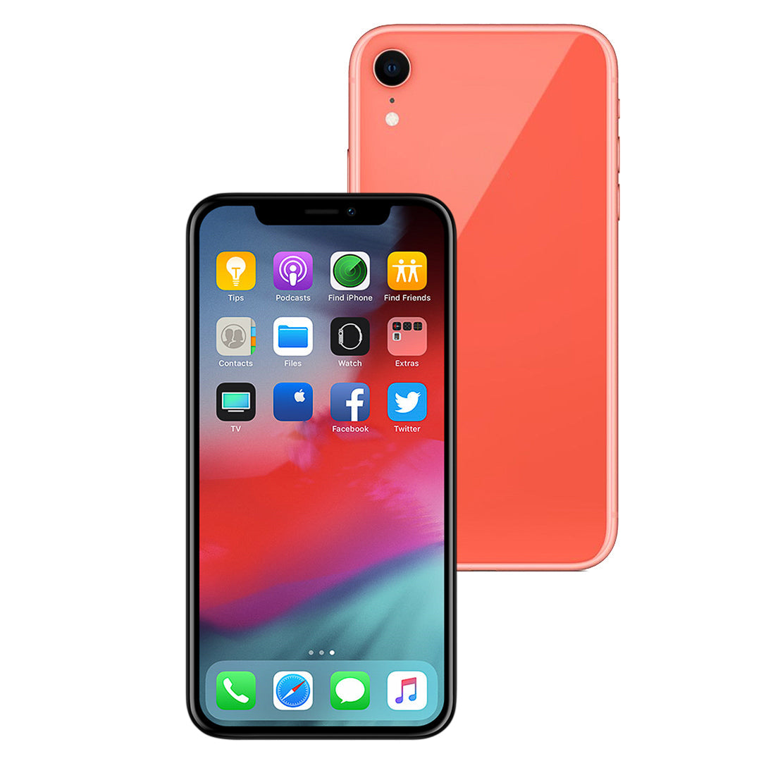 Smartphone with app icons displayed on screen, showing front and back view.