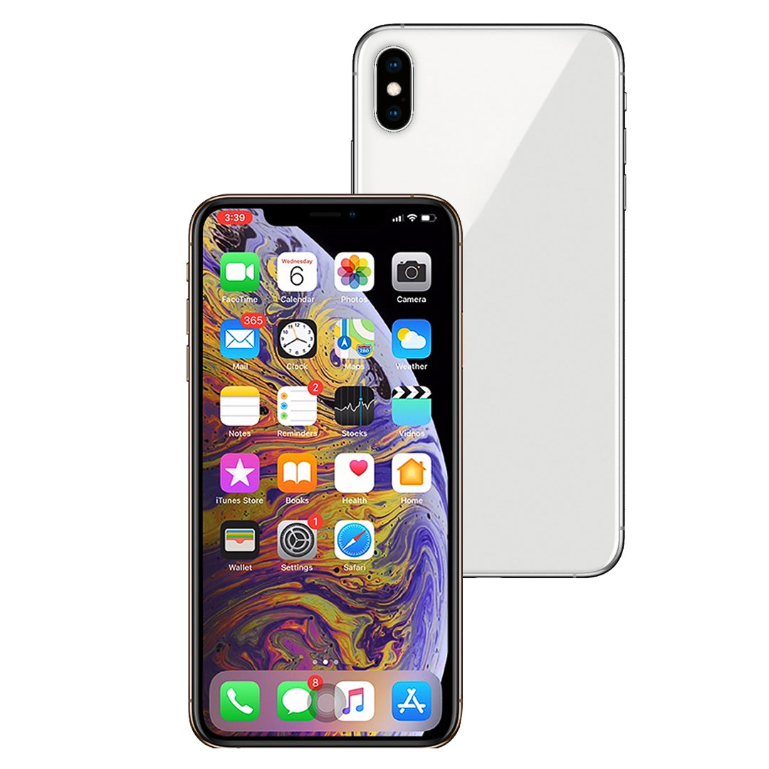 Smartphone with app icons displayed on screen and back view showing camera and design.